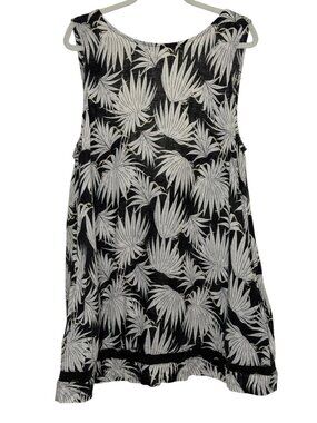 Rachel Zoe Mini Dress A Line Linen Blend Rick Rack Floral Black White XL